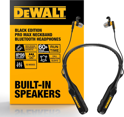 DEWALT Heavy Duty Black Edition 2-In-1 Neckband Bluetooth