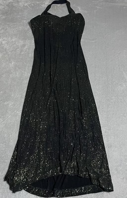ronni nicole maxi dress Ronni Nicole Maxi Dress Womens 8 Black Artsy Floral Stretch Sleeveless Boho