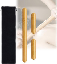3PCS 100 Natural Solid Bamboo Massage Sticks,Guasha Bamboo Massage Rollers for