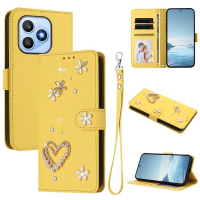 Diamond Love Wallet Case For Samsung Honor iPhone Flip Stand Leather Phone Cover