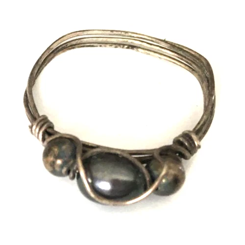 Vintage Ring tested 925 STERLING SILVER Size 7.5 Hematite Band Jewelry lot y