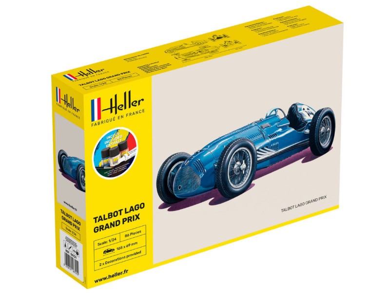 Kit Talbot Lago GP Heller 1/24 maquette complète voiture de course vintage avec colle et peinture 56721
