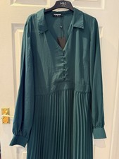 Fashion Union Green Pleated Shirt Dress Size 16 tall Maxi Dress BNWT