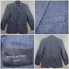 Banana Republic Slim Fit Herringbone Wool Blend Blazer Men 44R Blue NEW