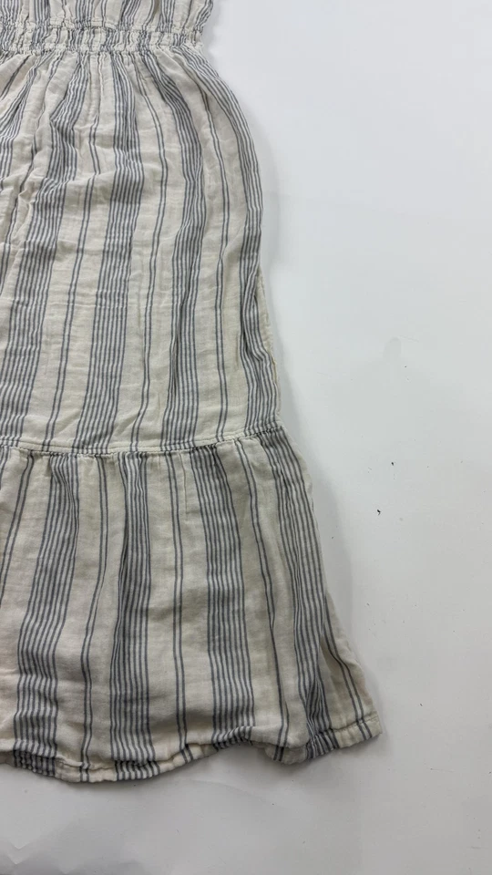 Pact Dress Womens Medium White Blue Stripe Organic Cotton Maxi Sundress Pockets - Image 3 of 4