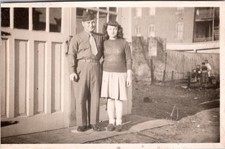 Vintage 1944 WWII Era Photo US Soldier Military Man Woman Portrait Snapshot