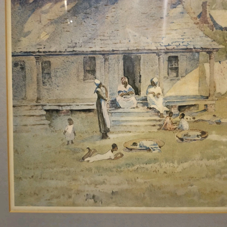 Org. vintage grande. Estampa emoldurada Alice Ravenel Huger Smith "Plantation Nursey" 16x 21 - Imagem 4 de 4