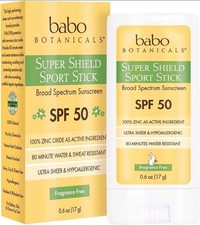 Babo Botanicals Super Shield Sport Stick Sunscreen Fragrance Free SPF 50 0.6 oz