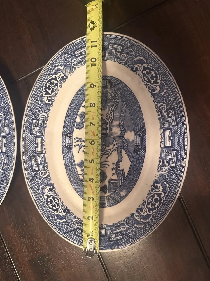 Set Of 2 Vintage Homer Laughlin Blue Willow 11-3/4" Platters - Image 2 of 4