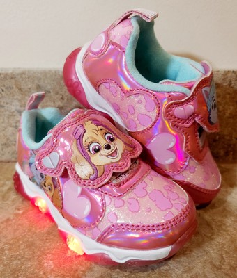 Nickelodeon | Paw Patrol Toddler Girls' Light-Up Pink Hook Loop Sneakers CUTE  
