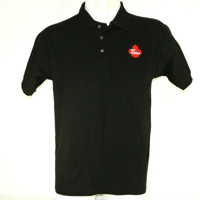 TIM HORTONS Leaf Logo Employee Uniform Polo Shirt Black Size XL NEW