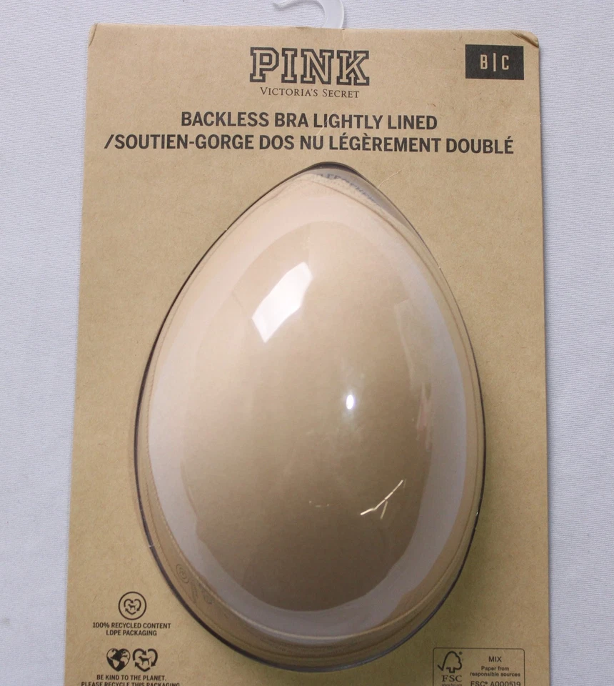 Sutiã feminino rosa Victoria's Secret sem costas levemente forrado SV3 bege tamanho B/C - Imagem 2 de 4