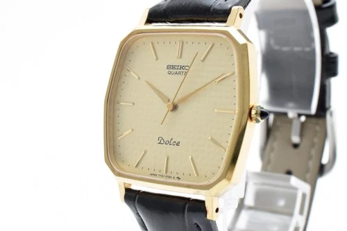 [Near Mint] Vintage SEIKO Dolce 7731-5120 Gold Quartz Men's Watch From JAPAN