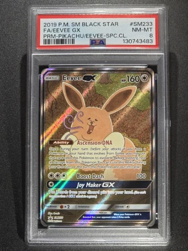 Eevee GX SM233 | Black Star Promo | Full Art | PSA 8 NM-MT
