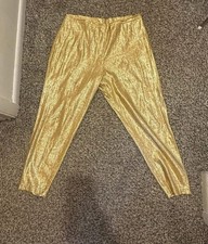 Voulp 1960s Cigarette Pants Gold Lame High Waisted