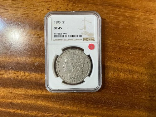1893 MORGAN SILVER DOLLAR NGC XF45 VERY NICE COIN