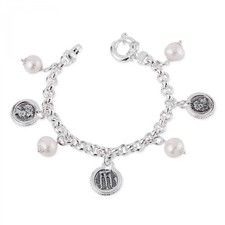 Gerardo Sacco Bracciale con Perle e Monete in Argento 925