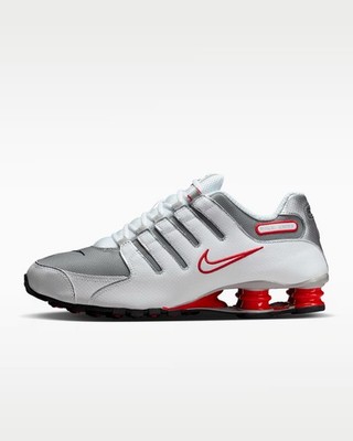 Nike Shox NZ White Metallic Silver Red Running Sneakers 378341-104 Men's Sizes