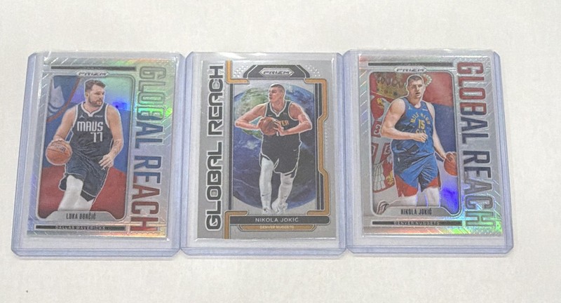 Panini Prizm Global Reach Insert Silver NBA 3-Card Lot Doncic Jokic #10 #3 #2