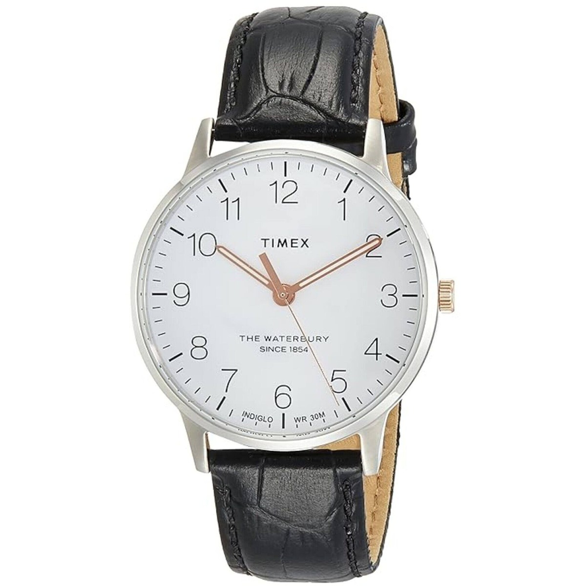 Timex White Dial Watch with Black and Brown Straps Q Timex Chronograph 40mm Leather Strap Watch - TW2V42800  main image 3