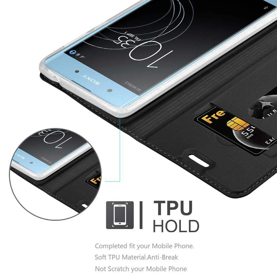Capa protetora suporte carteira magnética para telefone Sony Xperia XA1 - Imagem 4 de 4