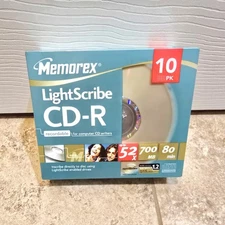 Memorex LightScribe CD-R 10 Pack 52x 700MB 80 Min Recordable CD Writers SEALED 
