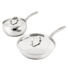 BergHOFF Belly Shape 3pc 18/10 Stainless Steel Skillet &