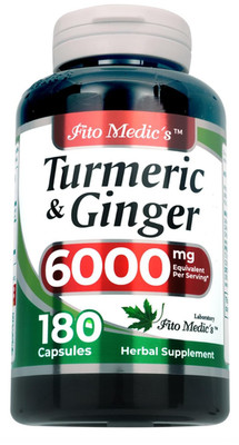 | Tumeric and Ginger Supplement | 6000 mg | 180 Caps | Tumeric