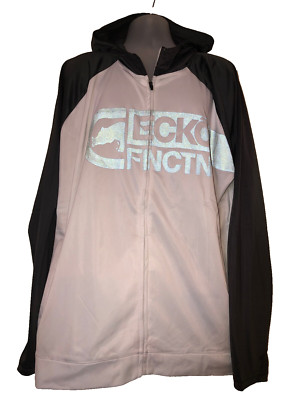 Ecko Function Gray/White Performance L/S Logo Graphic Full Zip Hoodie Size 2XL