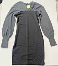 NEW Zara Black Dress Women’s Small Gray Long Sleeve (M312)