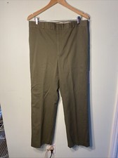 Vintage Higgins Slacks Pants Mens 35x31 Green Khaki Flat Front USA Made EUC