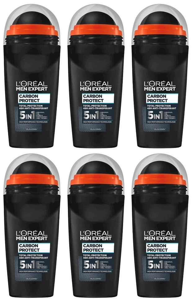 L'ORÉAL Loreal Men Expert Carbon Protect Deo Roll On Deoroller 48h Deodorant 6x 50ml NEU