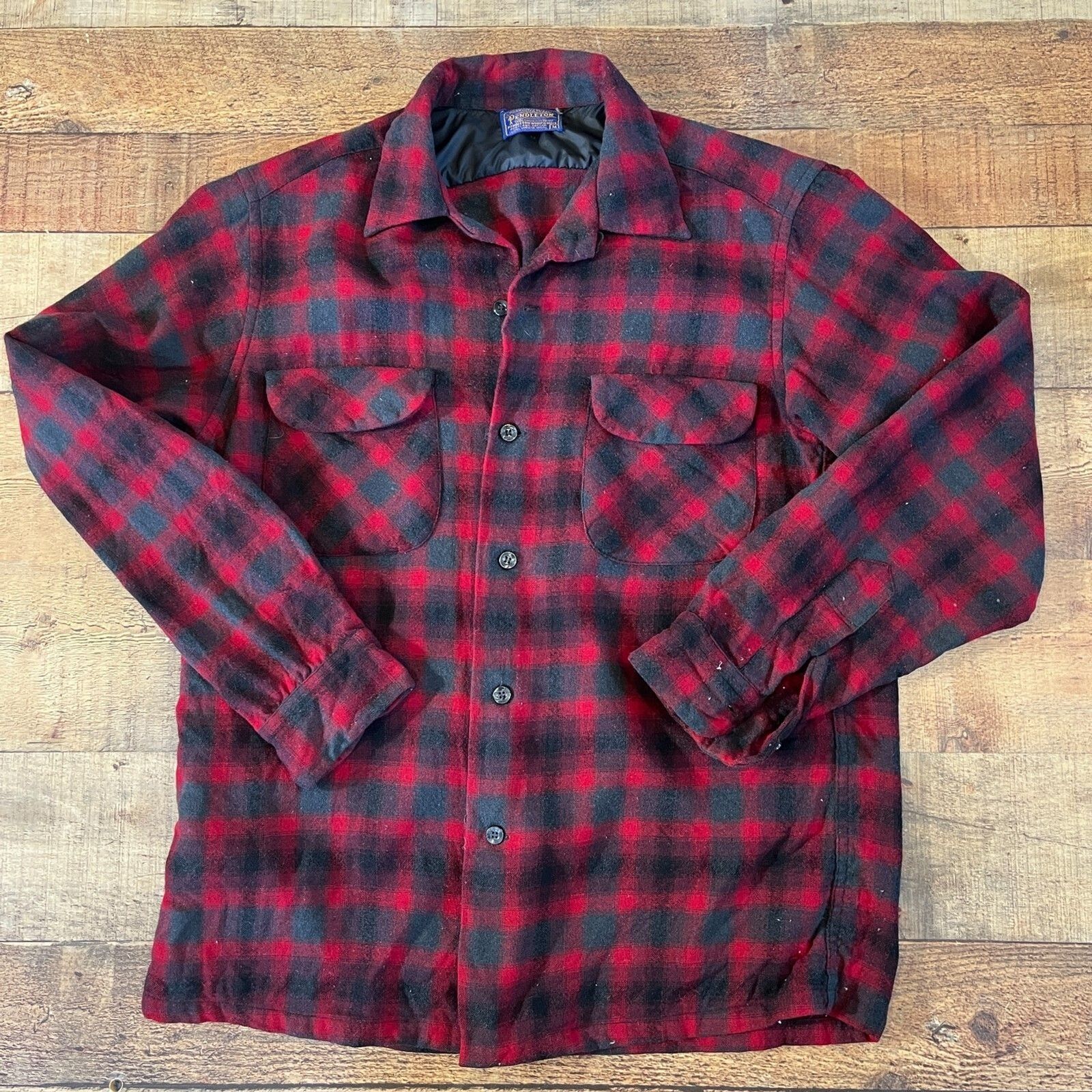 Pendleton Red Plaid Wool Button Front Board Shirt… - image 5
