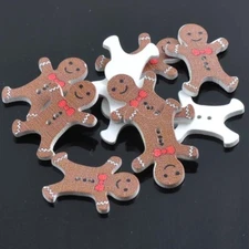 Pkg of 10 GINGERBREAD MAN White Wood Buttons 1-3/16" (30mm) Crafts (W303)
