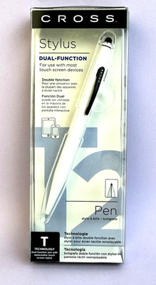 New in Box CROSS Pearl White Dual Purpose Pen / Stylus # AT0652S-5
