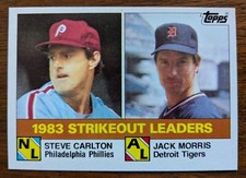 1984 TOPPS 1983 STRIKEOUT LEADERS, STEVE CARLTON, JACK MORRIS #136