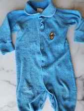 Sears vintage Winnie the Pooh baby boy blue long sleeve pajama collared