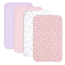 Soft Mini Portable Crib Sheets Fit Standard Mini Crib Mattresses 4 Pack 38"x24"