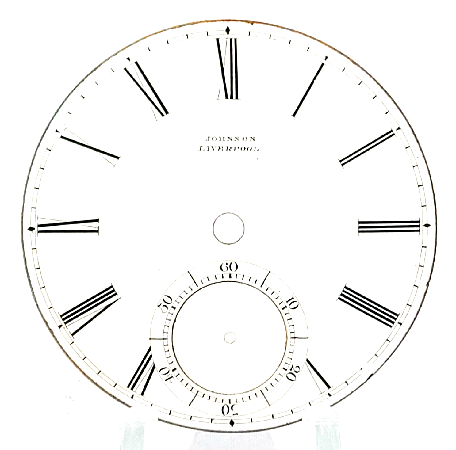 White Enamel Johnson Liverpool Pocket Watch Dial 16S Single Sunk 3