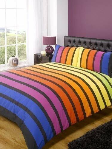 Rapport, Soho Set Copripiumino, a Strisce Multicolore Blu Viola Arancione (c5E)