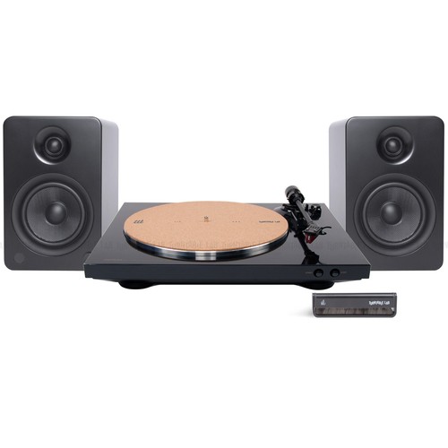 Denon: DP-300F Turntable Package +UPGRADE Turntable / Kanto YU6 Black