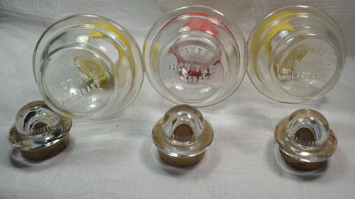 McKee Red & Yellow Band Glasbake HOTTLE Hot Water Coffee Tea Carafe & Lid Lot 3 - Picture 6 of 7