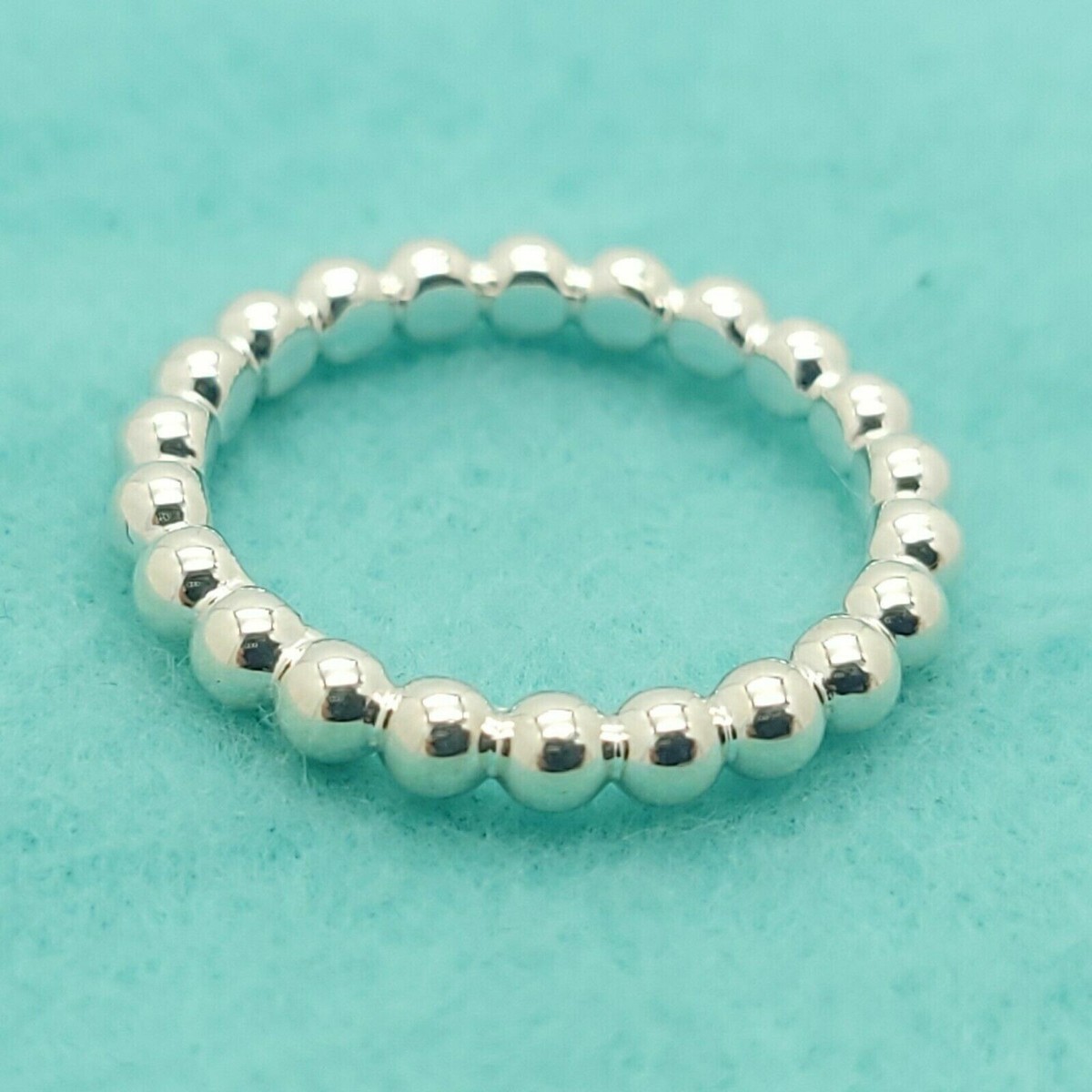 Tiffany Sterling Silver Bead Beaded Size Stacking Band