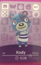 Nintendo Animal Crossing Amiibo Card 221 Kody