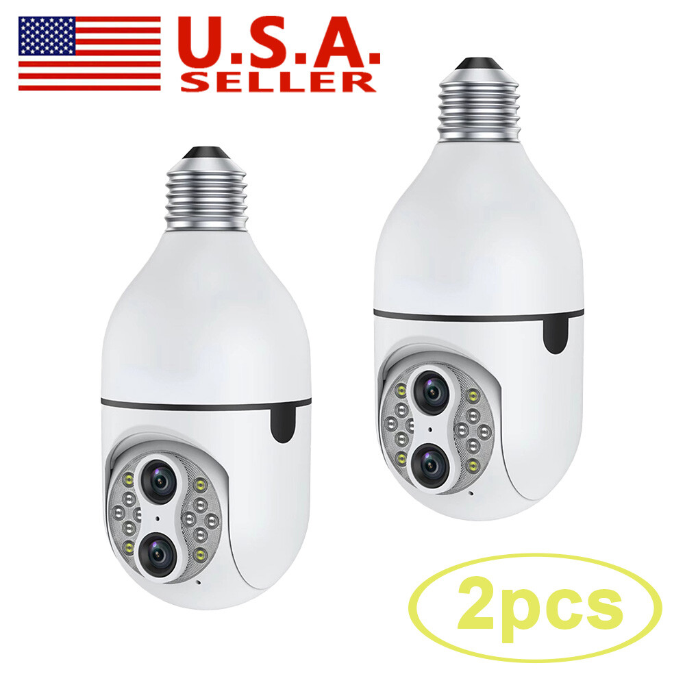 2x Wireless Security 1080P IP E27 Light Bulb Camera Wi-Fi IR Night Smart Home