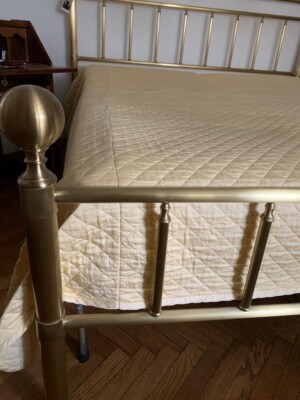 STRUTTURA LETTO MATRIMONIALE IN OTTONE VINTAGE ANNI '70 PERFETTO STATO 