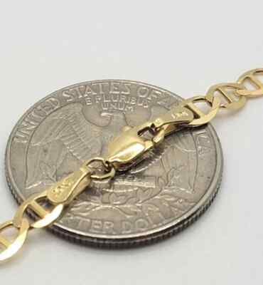 10K Solid Yellow Gold Link Chain Bracelet Necklace 3.2mm~6mm Size 7''~26''