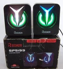 RECCAZR Computer Speakers, 2.0CH PC Speakers BLACK w/RGB Lights SP5199