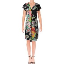 LAUREN Ralph Lauren Floral Print Shift Dress Size 8, Black Multi #2998