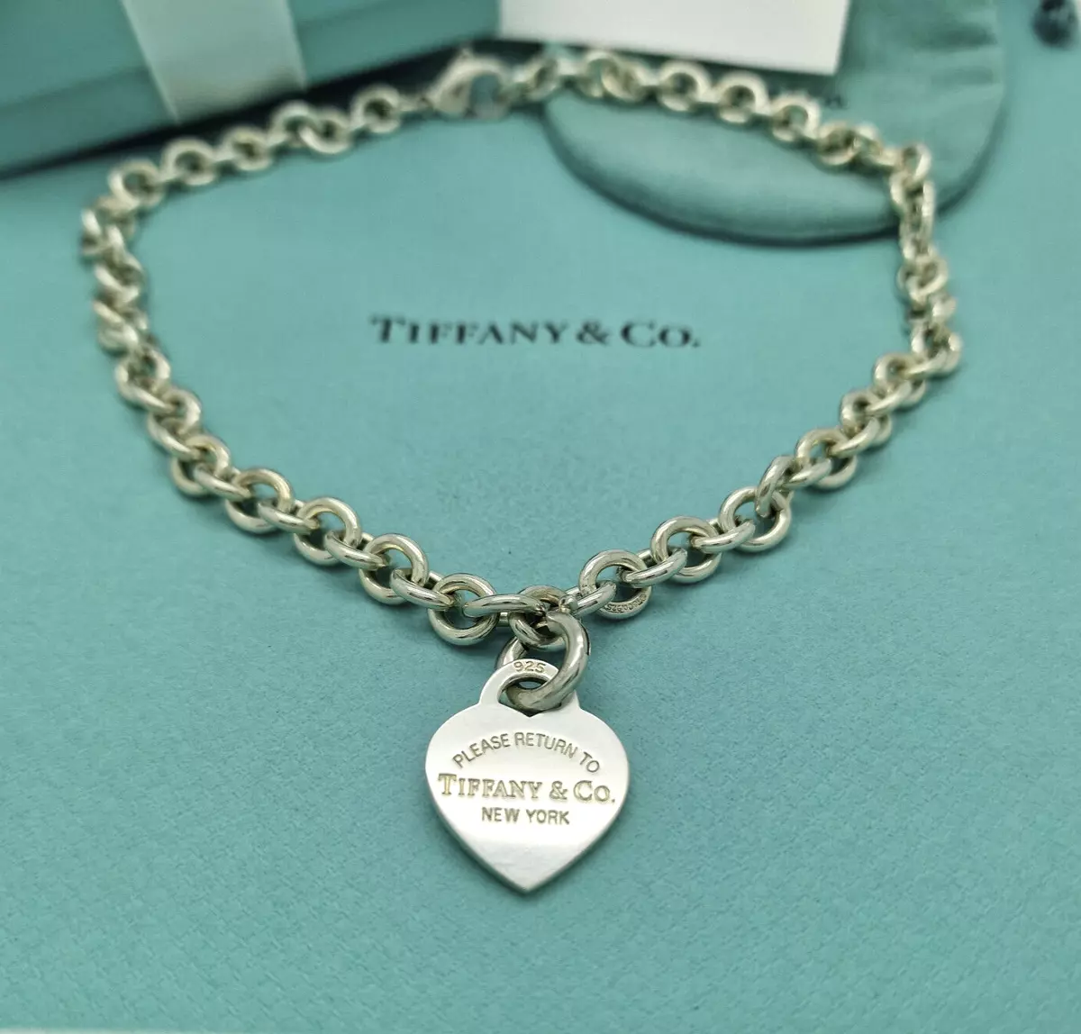 Return To Tiffany Co. Heart Pendant and spring clasp 8mm Silver